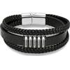 Wamantic Bracciale Personalizzato da Uomo in Pelle PU Nera con 1-6 Nomi Incisi | Perline in Acciaio inossidabile, Gioielli da Uomo, Papà, Fidanzato, Marito, Compleanno e Natale, Festa del Papà