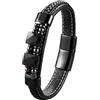 HUIANGLIYG Bracciale Da Uomo In Pelle Nera, Con Pietra Naturale Geometrica, In Pelle Intrecciata, Con Chiusura Magnetica, Unisex, Polsino, Gioiello Fatto A Mano, Regalo Per Uomo E Donna