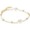 Miore Bracciale Donna con 2 Perle Coltivate, Argento 925 Placcato Oro 18KT | Made in Italy: bracciale da donna in Argento 925 Placcato Oro 18KT, con perle coltivate d'acqua dolce da 6 mm e zirconi.