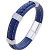 HUIANGLIYG Braccialetto in Pelle intrecciata da Uomo con Dettagli Neri/Oro/Argento, Fascialetto Magnetico Regolabile e Gioielli Casual Classici Fatti A Mano per Lui