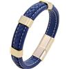 HUIANGLIYG Braccialetto in Pelle intrecciata da Uomo con Dettagli Neri/Oro/Argento, Fascialetto Magnetico Regolabile e Gioielli Casual Classici Fatti A Mano per Lui