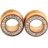 Whoiy 2 Pezzi Tappi per Le Orecchie 10mm, Orecchini Dilatatore Tunnel in Legno con Zirconi Regalo di Compleanno Orecchini Dilatatori