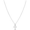 twobrothers Collana Uomo Catena Collegamenti in Acciaio Inox 316L 0,2 cm Larghezza - Ciondolo Croce Argento