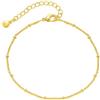 Jewlure Bracciale in oro con pietre preziose ovali multicolori, design a catena, chiusura regolabile