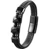 HUIANGLIYG Bracciale Da Uomo In Pelle Nera, Con Pietra Naturale Geometrica, In Pelle Intrecciata, Con Chiusura Magnetica, Unisex, Polsino, Gioiello Fatto A Mano, Regalo Per Uomo E Donna
