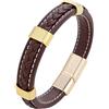 HUIANGLIYG Braccialetto in Pelle intrecciata da Uomo con Dettagli Neri/Oro/Argento, Fascialetto Magnetico Regolabile e Gioielli Casual Classici Fatti A Mano per Lui