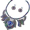 Tofficu Set di Gioielli Bohemien per Donne Design Etnico Vintage Elegante Collana ed Orecchini in Lega e Corda di Tessuto per Prom e Foto Prom