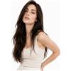 LaaVoo Extension Capelli Veri Tessitura Naturale Marrone 35cm 80g | Ciocche per capelli veri da cucire, castane, per viaggi e vacanze, capelli veri Remy, adatte per lo styling a caldo