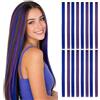 TESS Extension Capelli Colorati con Clip 16 Ciocche Bicolore 55cm (128g) per Halloween Natale Cosplay Party Feste - Viola Scuro+Blu