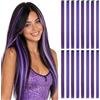 TESS Extension Capelli Colorati con Clip 16 Ciocche Bicolore 55cm (128g) per Halloween Natale Cosplay Party Feste - Grigio Viola+Viola Scuro