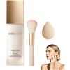 Cazvok Miraglow Fondotinta Adattivo Over 50, Fondotinta Coreano 4 In 1, SPF 30+ | Tenuta 24h, Acido Ialuronico, Texture Leggera, Coprenza Modulabile Per Pelli Mature, Con Pennello E Dischetti Di Cotone, 30ML