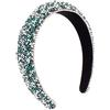 FASOTY Cerchietto per capelli da donna, alla moda, fatto a mano, verde, con strass e strass, fascia imbottita con perline glitterate, accessori per capelli scintillanti (verde + argento)