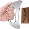 ChAusa Gua Sha in acciaio inox, panno per la conservazione incluso per massaggiare | Piastra Gua Sha di forma ergonomica, pietra Gua Sha per la cura della pelle e il relax a casa in salone (a forma di luna)