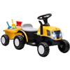 AIYAPLAY 2 in 1 Trattore Elettrico per Bambini 6V con Rimorchio Staccabile | Batteria al Litio, Trattore Cavalcabile per Bambini con Fari, Musica e Clacson, 2.5km/h, 1-3 Anni, Giallo