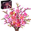 CUBIMANA Mazzo di fiori di ciliegio con luce LED per adulti | 10 fiori rosa, collezione botanica, piante di ciliegio, decorazione per la casa, 1108 pezzi, regalo di compleanno per ragazze