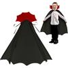 DKINY Costume da vampiro per bambini, nero e rosso, mantello da vampiro su | Dracula - Mantello magico con colletto, costume da diavolo, per ragazzi e ragazze, per carnevale, Halloween, cosplay
