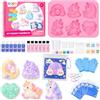 COCO&Friends Squishy Kit Fai da Te, Unicorno Antistress Squishy Box Bambini | con 6 Set 1:1 AB Squishy Gomma Siliconica, 6 in 1 Unicorno Stampo e Accessori, Regalo Bambina 8-12 Anni