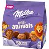 Milka Mini Animals Mini biscotti con base ricoperta di cioccolato al latte Milka. Con Latte 100% Alpino. 5 monoporzioni da 19.9g, Confezione da 99.5 g