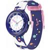 Flik Flak Orologio per bambini, motivo: gatti, blu e rosa, quadrante analogico, verde e blu, Orologio per bambini