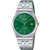 Casio Orologio da uomo analogico al quarzo con cinturino in acciaio inossidabile MTPB145D-3A, verde, classico, Verde, Classico