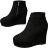 HOOUDO Stivaletti Donna Neri con Zeppa Alta, Punta Tonda e Design Essenziale | Stivaletti donna comodi, tronchetti neri con zeppa, scarpe casual dal design essenziale per outfit autunnali e invernali.