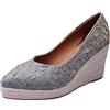 RAOKENSU Ballerine da donna, eleganti, ricamate, con zeppa, scarpe singole, punta chiusa, con plateau, scarpe estive, sandali con zeppa