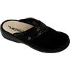 Hergos H1717 - Ciabatta comfort con plantare estraibile in pelle e tessuto elasticizzato, adatta a specifiche esigenze ortopediche - Maculato/Vellutoelast Nero