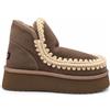 Mou Mini Eskimo Platform Boot Cognac | Stivaletto in pelle scamosciata, shearling e platform.
