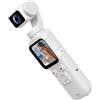 PETSTIBLE Action Cam tascabile compatta da 19 cm, corpo in ABS (bianco) | Gimbal integrato per stabilizzatore, 4K per ultra HD per video, filmati fluidi, vlogging professionale