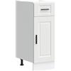HKTMGDNG Mobile da cucina Porto, bianco, 30 x 46 x 81,5 cm, in legno | Armadietto sottile per cucina e dispensa con piedini regolabili e pratico cassetto.