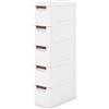 RELAX4LIFE Mobiletto Stretto con Cassetti, Carrello Contenitore Slim con Maniglie Estraibili e Ruote Incorporate, Organizzatore Multiuso Mobile per Soggiorno, Cucina, Bagno, Ufficio (con 5 cassetti)