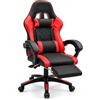 NARCISO - Sedia Gaming Ergonomica con Cuscino Cervicale e Cuscino Lombare Massaggiante, per Concentrarsi Durante il Gioco e lo Studio o Rilassarsi con le Funzioni Reclinabile e Poggiapiedi (Rosso)