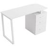FRANKYSTAR® Asym - Scrivania da Ufficio Con Cassetteria 120x75x50 Tavolo Da Studio in Ferro Bianco
