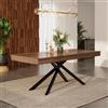Lcoho Tavolo da pranzo allungabile, 140/180 x 80 cm, adatto per 6-8 persone, forma dritta, piano ispessito, gambe in metallo, stile semplice, tavolo per sala da pranzo, cucina, soggiorno, colore noce