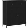 Roanoer Credenza nera effetto rovere, 70 x 30 x 80 cm | Credenza sottile con 2 cassetti e 2 ante per soggiorno, sala da pranzo o corridoio. Portata fino a 85 kg.