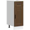 HKTMGDNG Mobile da cucina Porto, 30 x 46 x 81,5 cm, marrone effetto rovere | Mobiletto compatto in legno con cassetto e anta per cucina, sala da pranzo o dispensa.
