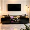 Fiednoy Mobile TV Nero (160 cm) Per TV Da 70 Pollici | Mobile Basso Con 2 Armadietti, Ripiani In Vetro, Portata 45 Kg, Credenza Per Soggiorno