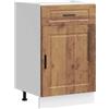 HKTMGDNG Mobile da cucina Porto, 50 x 46 x 81,5 cm, effetto legno anticato | Armadietto compatto con cassetto e piedini regolabili per cucina e dispensa. Stabile capacità di carico di 65 kg.