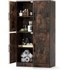 KOMFOTTEU Credenza Alta da Cucina con Ante e Ripiani Regolabili, Mobile Buffet con Dispositivo Antiribaltamento, Armadio Dispensa per Soggiorno, Ingresso, Bagno, 60 x 30 x 110 cm (L x P x A) (Marrone)