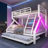 Ktipm Letto Castello Bambini 90(140)x200 cm, LED e LettoEstraibile, Bianco | Letto a Castello Una Piazza e Mezza con Scala e Protezione Anticaduta, Struttura Metallica, Senza Materasso