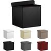 Home Tresor - Pouf Contenitor, Cubo Poggiapiedi Contenitore, Puff Sgabello Pieghevole per Divano Soggiorno Cameretta, Impermeabile, Quadrato (HxLxP) 38X38X38 cm, Nero