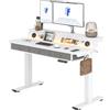 FLEXISPOT Scrivania Regolabile in Altezza con 3 Cassetti, 120 x 60 cm, con Pannello Forato Regolabile, Passacavi Integrato, Barra LED con Illuminazione Multicolore e 4 Memorie di Altezza, Bianco