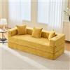 EURHCIO Divano a 2 posti in ciniglia, divano letto convertibile multifunzionale moderno, tasche laterali e 3 cuscini, fai da te 0, per soggiorno, camera da letto, ufficio (giallo-S)