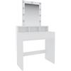 Bricozone Tavolino Da Trucco Bianco Toeletta Tavolo Con 9 Luci LED Con Luminosità Regolabile 40 x 80 x 145 Cm Specchio 2 Cassetti 3 Scomparti A Giorno Postazione Make Up In Legno Design Moderno