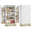 HOMCOM Credenza Cucina con 12 Portaspezie sulle Porte 58x29x119.5cm Bianco | Mobile Dispensa Moderno, Ripiani Regolabili, Gambe in Acciaio, Ante Beadboard, Mobile Cucina per Sala da Pranzo Soggiorno