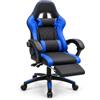 NARCISO - Sedia Gaming Ergonomica con Cuscino Cervicale e Cuscino Lombare Massaggiante, per Concentrarsi Durante il Gioco e lo Studio o Rilassarsi con le Funzioni Reclinabile e Poggiapiedi (Blu)