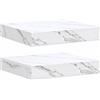 Generic Mensola a Parete 2 Pezzi Marmo Bianco 23x23,5x3,8 cm | Legno ingegnerizzato, design minimalista, marmo bianco, 2 pezzi, montaggio a muro