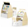 MAMIZO Tavolo per Bambini con Sedia e Libreria, Set 3 in 1 Tavolo Attività e Disegno con Lavagna Magnetica Doppia Faccia, Tavolo Gioco e Bricolage con Contenitore Tessuto,Set Tavolo e Sedia (Naturale)