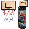 Generico 2-in-1 Basketball Laundry Basket, Over Door Hoop with Bottom Zipper (Natural Wood)