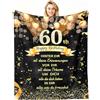 ARRITS Coperta per 60° compleanno, regalo per donna e uomo, 150 x 200 cm | Coperta nera e oro, regalo per il 60° compleanno, per mamma, figlia, sorella, fidanzata, moglie, nonna